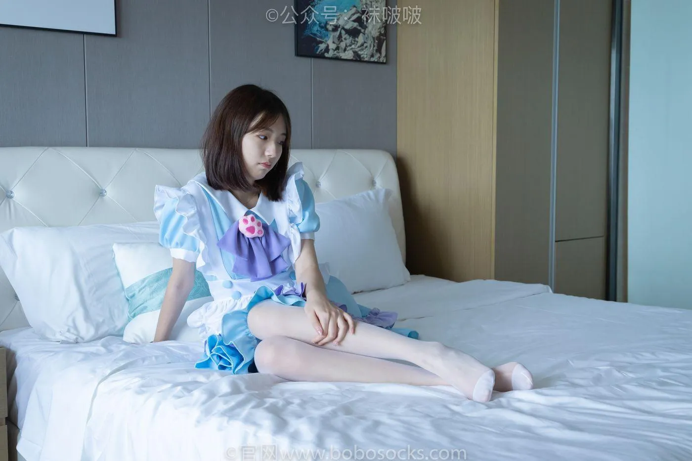 [BoBoSocks袜啵啵]NO.066 小甜豆-女仆装、高跟鞋、薄白丝 [134P]插图7